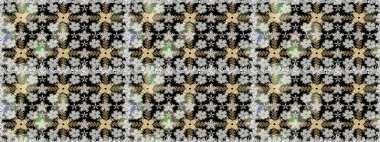 Kusursuz. Raster illüstrasyonu. Şirin çiçek elementleri. Siyah renkte çiçekler.