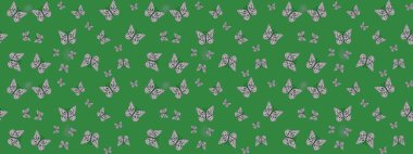 Kumaş, kağıt, ambalaj kâğıdı ve duvar kağıdı tasarımı için güzel bir arka plan. Raster illüstrasyonu. Renkli kelebeklerin eskiz arka planı.