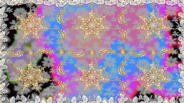 Gri renkli ve altın elementli klasik, pürüzsüz desen. Raster illüstrasyonu.