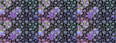 Siyah renklere karalamalar çizilmiş çiçek deseni. Raster illüstrasyonu.