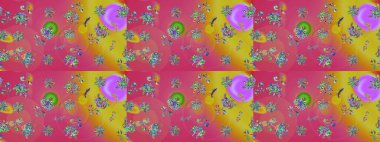 Raster illüstrasyonundaki çiçek desenli çizim. Suluboya tarzında pembe renkte çiçekler.