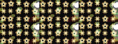 Düz Çiçek Elementleri Tasarımı. Siyah renkte zarif çiçek buketi suluboya. Renkli Bahar Teması eskiz kalıbı. Raster illüstrasyonu.