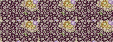 Güzel kumaş deseni. Raster illüstrasyonundaki çiçek desenli çizim. Raster illüstrasyonu. Kahverengi renklerde.