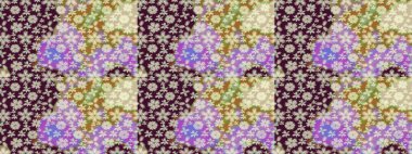 Çizgi çizimi kalıbı. Şirin çiçekler. Raster Moda kumaş deseni.