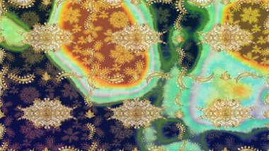 Düz elle çizilmiş klasik koleksiyon. Arkaplan, kumaş, altın duvar kağıdı. Raster golden. Altın elementlerle nötr renklerde altın desen.