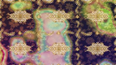 Çiçek desenli çizim. Duvar kâğıdı barok, İspanyol kumaşı. Kahverengi renkler üzerine grafiksel modern çizim deseni. Çizim raster arkaplanı.