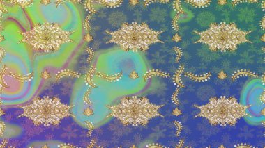 Klasik Raster altın desenini çiz. Geleneksel oryantasyon süsü. Klasik klasik klasik arka plan. Altın elementlerle nötr renklerde altın desen.