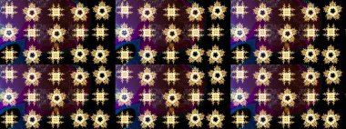 Noel ve yeni yıl moda baskıları için tatil tasarımı. Siyah, kahverengi ve mor kar taneleri. Raster illüstrasyonu. Kar tanelerinin soyut arkaplanlı Noel deseni.