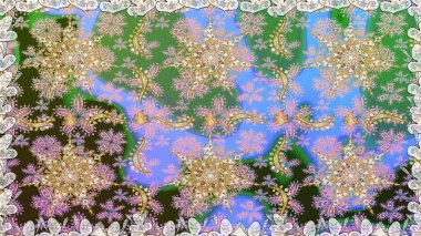 Geleneksel klasik altın desen. Barok tarzında kusursuz bir doğulu süsü. Raster oryantal süs. Altın elementlerle nötr renklerde altın desen.