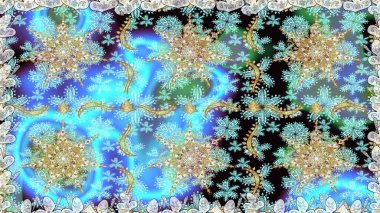 Altın elementlerle mavi renklerde altın desen. Klasik klasik klasik arka plan. Geleneksel oryantasyon süsü. Kusursuz klasik raster altın desenli.