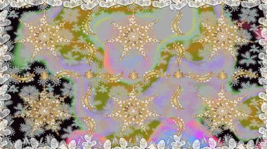 Gri renklerde, altın elementlerle kusursuz desen. Kusursuz klasik raster altın desenli. Klasik klasik klasik arka plan. Geleneksel oryantasyon süsü.