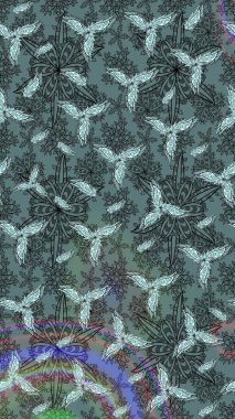 Sevimli küçük çiçek desenle. Raster resim. Çiçek desenli çiçek ve yaprakları ile.