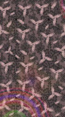 Parlak elementlerin. Çizim çiçek deseni duvar kağıdı, web sitesi arka planı, ambalaj kağıdı, davetiye, broşür, afiş veya web sitesi için kullanılabilir. El çizimi Raster illüstrasyonu.