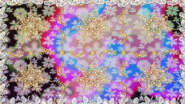 Kusursuz klasik raster altın desenli. Raster illüstrasyonu. Tarafsız renklerde, altın elementlerle kusursuz desen. Klasik klasik klasik arka plan. Geleneksel oryantasyon süsü.