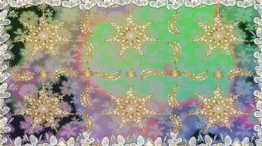 Barok tarzında kusursuz bir doğulu süsü. Tarafsız renklerde ve altın elementlerle geleneksel klasik altın raster deseni.