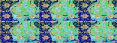 Geleneksel oryantasyon süsü. Klasik raster mavisi ve altın desenli çizim. Klasik vintage arkaplan.