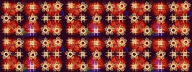 Halk tarzı. Modern çiçek arkaplanı. Parlak renkli çiçekleri ve kahverengi renkli yaprakları olan harika bir çiçek deseni. Moda baskıları için zarif bir şablon.