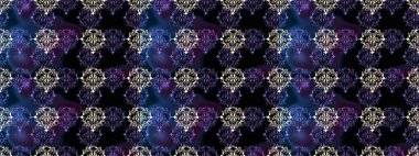 Doğu tarzında klasik tasarım öğesi. Çiçekli süslemeli, pürüzsüz bir desen. Süslü dantel iz sürücü. Duvar kâğıdı için altın süslü bir illüstrasyon. Siyah, mor ve mavi renkler üzerine Arapça dekor.