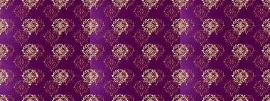 Raster altın desen. Kusursuz altın desenli bukleler. Doğu tarzı arabesk. Mor, kahverengi ve bej rengi, altın elementlerle. Raster illüstrasyonu.