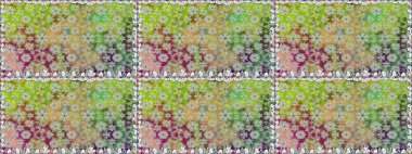 Sevimli çiçek raster deseni. Düz Çiçek Elementleri Tasarımı. Renkli Bahar Temalı Kusursuz Arkaplan. Yeşil renkte çiçekler.