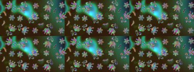 Yeni yıl kar tanesi. Yeşil ve kahverengi renklerde şirin soyut kar tanesi raster tasarımı. Düz kar karalama ikonları, kar taneleri silueti Noel afişi için, kartlar.