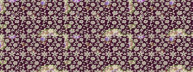 Raster illüstrasyonu. Çiçek buketleriyle klasik bir eskiz şekli. Kahverengi renklerde.