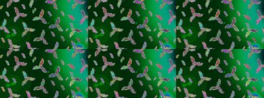 Renkli kar taneleri Raster çizimi. Güzel bir kış süsü. Mavi, yeşil ve nötr kar tanelerinden izole edilmiş..