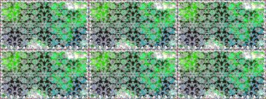 Düz Çiçek Elementleri Tasarımı. Renkli Bahar Temalı Kusursuz Arkaplan. Sevimli çiçek raster deseni. Yeşil renkte çiçekler.