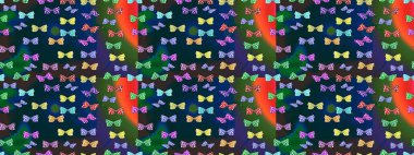 Raster illüstrasyonu. Giysi tasarımı için mavi arka planda dekor. Renkli kelebeklerin eskiz arka planı.