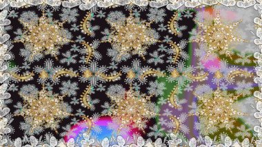 Barok tarzında kusursuz bir doğulu süsü. Raster geleneksel altın pürüzsüz desen gri renklerde.