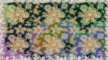 Altın elementli gri renkler. Çiçek desenli altın metal. Raster altın çiçek süsü brokar kumaş ve cam desenli. Kusursuz altın desen.