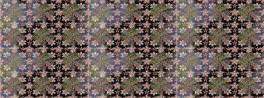 Raster illüstrasyonu. Kahverengi renkli Asya tekstili. Kusursuz çiçek deseni.