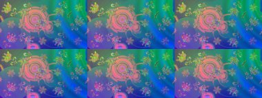 Kar tanelerinin soyut arkaplanlı Noel arkaplanı. Mavi ve yeşil kar taneleri. Noel için tatil tasarımı, yeni yıl moda baskıları. Güzel tasarım. Raster illüstrasyonu.