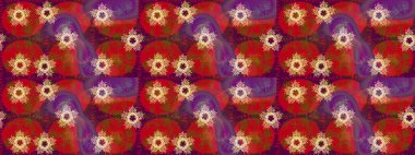 Kutlamanın sembolü. Kırmızı, mor ve kahverengi ikon silueti. Noel tasarımı için. Raster illüstrasyonu. Yeni yıl tabelası. Kar taneleri kışı kırmızı, mor ve kahverengi renklerde izole edilir.