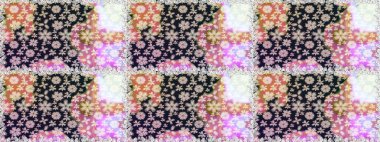 Çiçek çelengi. Eski moda arka plan. Raster illüstrasyonu. Kıvırcık, parlak örgü. Güzel, parlak, pürüzsüz kumaş, tuval. Şablon, pürüzsüz, çiçekli kenar..