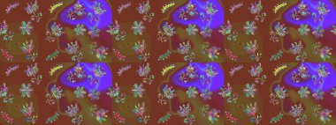 Raster illüstrasyonu. Renkler. Kahverengi, mor ve mor kar taneleri. Noel ve yeni yıl moda baskıları için tatil tasarımı. Kar taneleri soyut arkaplan ile Noel sevimli arka plan.