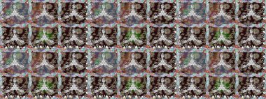 Yumuşak, bahar çiçekli arka plan. Çiçekli karalama şeklinde Raster çiçek deseni. Kahverengi renkte çiçekler.