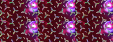 Raster Noel soyut renkli arka plan ve tatlı kar tanesi. Farklı kar taneleri toplayıcısı, kahverengi, mor ve kırmızı renkte kış elementleri..