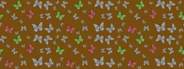 Raster illüstrasyonu. Soyut renkli güzel kelebek. Eskiz geçmişi. Kahverengi renkler üzerine resim.