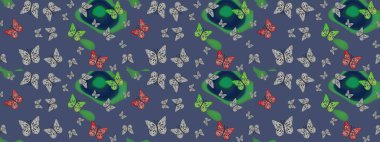 Sonsuz. Çizim, karalama, karalama. Moda Kumaşı Tasarımı. Raster. Kelebekli soyut çiçek arkaplanı çiz.