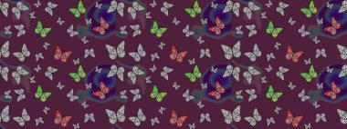 Robot resim. Şirin kelebek kahverengi raster desenli. Giysi tasarımı için dekor.