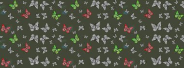 Yeşil lekeli güzel kelebek kumaşı dokusu. Duvar kağıdı için böcek dokusunun tekrarı. Bahar Kelebeği teması. Raster illüstrasyonu.
