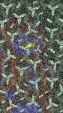 Çiçek desenli raster, gri çizgi grafik desenli soyut raster arkaplan. Modern stil dokusu.