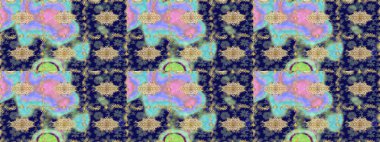 Altın çiçekli mavi renklerde altın eskiz deseni. Raster geometrik arka plan. Altın renkli çizim çizimi. Senin tasarımın için, duvar kağıdı..