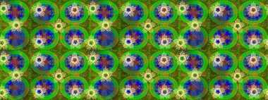 Kar tanelerinin soyut arkaplanlı Noel şablonu. Raster illüstrasyonu. Yeşil, mavi ve kahverengi renkler. Noel ve Yeni Yıl moda baskıları için tatil tasarımı.