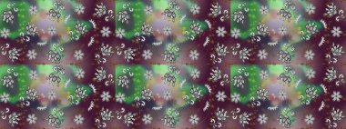 Renkli Bahar Temalı Kusursuz Arkaplan. Çocuk stili. Çiçekli, kusursuz bir arkaplan. Düz Çiçek Elementleri Tasarımı.