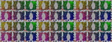 Zentangle soyut çiçekleri. Karalama çiçeği. Raster illüstrasyonu. Güzel kumaş deseni. Renkli Bahar Temalı Kusursuz Arkaplan. Düz Çiçek Elementleri Tasarımı.