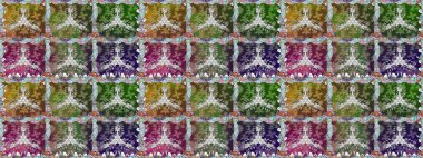 Çiçekli karalama şeklinde Raster çiçek deseni. Yumuşak, bahar çiçekli arka plan. Yeşil renkte çiçekler.