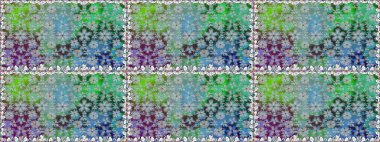 El çizimi çiçekli, pürüzsüz bir desen. Çocuksu tasarım. Tekstil, kumaş, ambalaj, hatıra defteri için hoş bir çiçek arkaplanı. Yeşil arkaplanda.