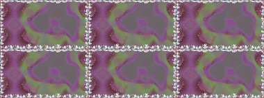 Davetiye ve kartpostal tasarımı için dekoratif çiçek unsurları. Yapraklı kusursuz desen. Tekstil için figür. Şirin, zarif çiçekler Raster illüstrasyonu. Poster veya kapak için arkaplan.